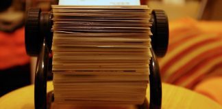 Close-up view of a Rolodex