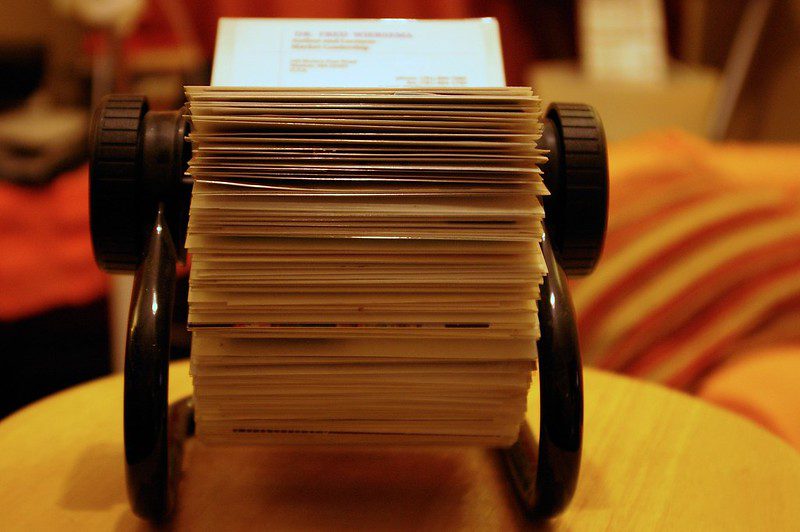 Close-up view of a Rolodex