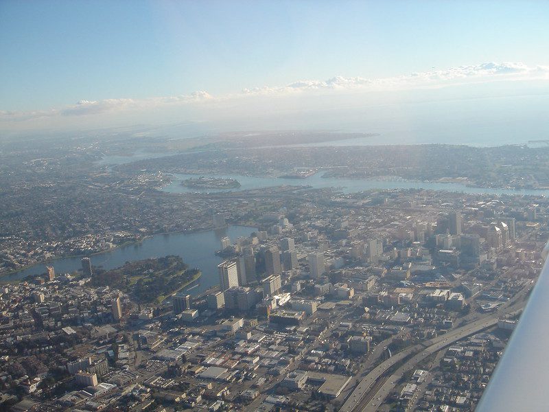 An aerial view of Oakland, California. 