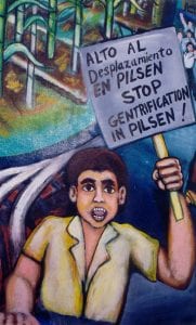 An image that says "Stop Gentrification in Pilsen."