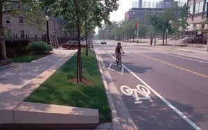 bike rider in diamond lane: complete streets