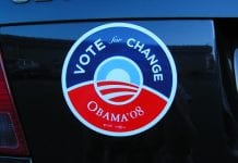 bumper sticker for candidate Barack Obama 2008
