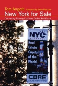 book cover of Tom Angotti's New York for Sale; community planning boards