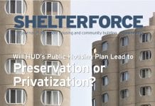 The cover of Shelterforce's 162nd issue, Preservation or Privatization.