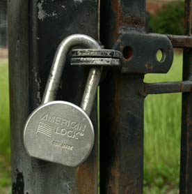 PETRA. Illustration photo shows padlock on a gate