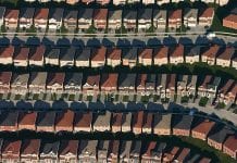 aerial view of suburban development