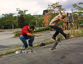 Nashville. Photo shows two boys on skateboards