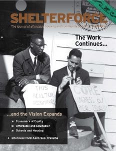 image is the cover of Shelterforce issue 165, accompanying editor's note