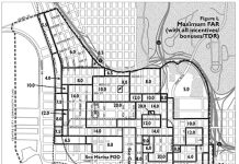 A black and white map of a zoning plan for the city of San Diego.