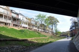 Atlanta's BeltLine bike path bordered by new homes.