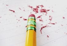 pencil with eraser shavings