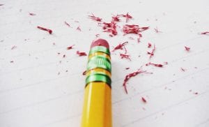 pencil with eraser shavings