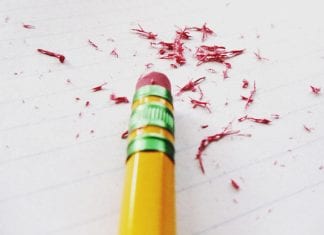 pencil with eraser shavings