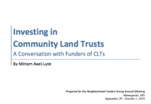 The cover of Investing in Community Land Trusts: A Conversation with Funders of CLTs