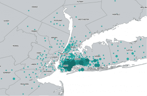 Mover Destinations In and Around New York City. Credit: Center for NYC Neighborhoods.