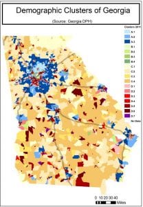 A graphic showing the demographic clusters of Georgia.