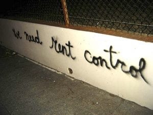 rent control message in spray paint