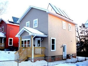 home with solar panel on roof