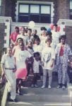 Members of a limited-equity housing cooperative in D.C. gather on the front steps in the late 1980s/early 1990s.