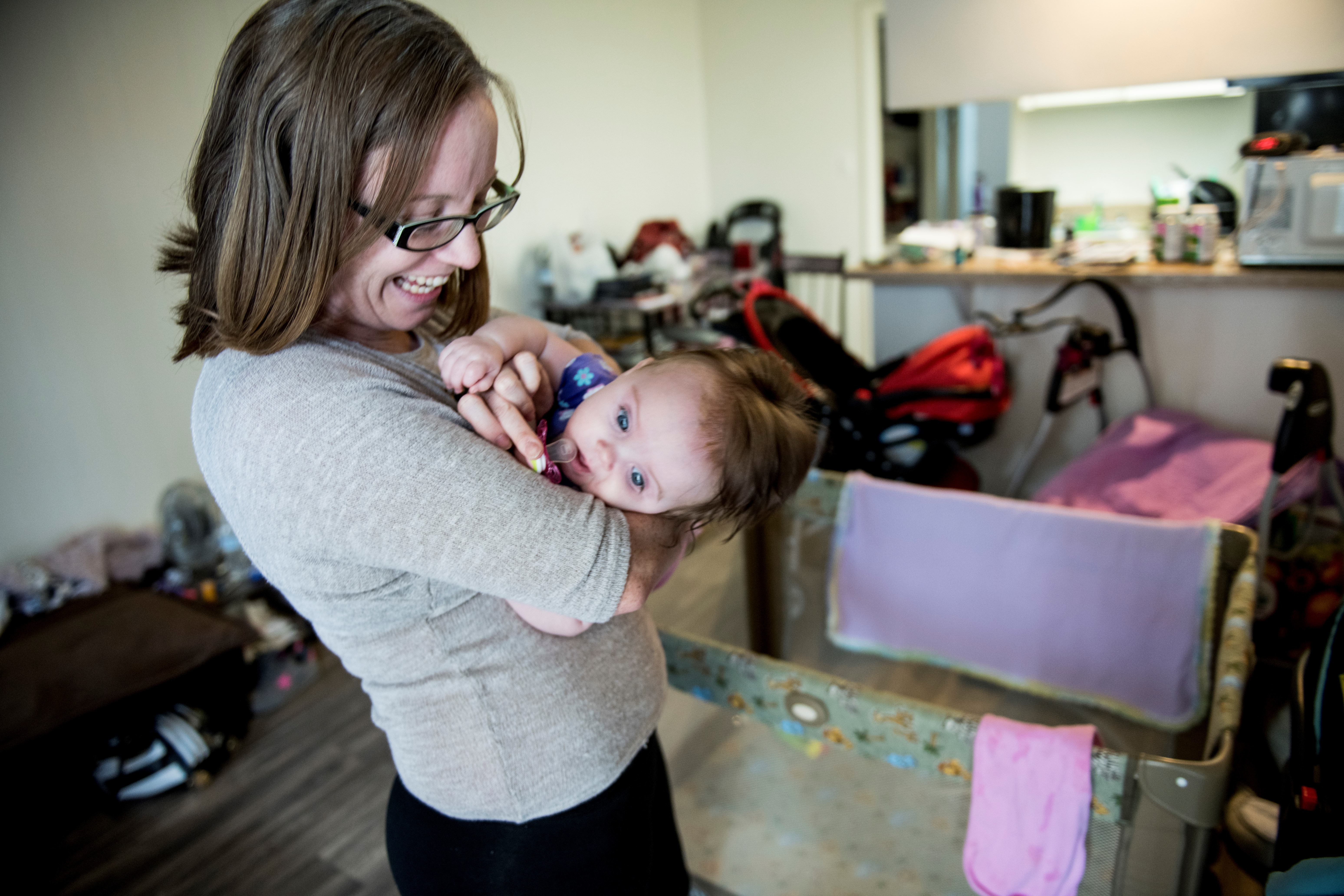 Alicia Spradlin and her daughter Faith live in apartments that have been set-aside for health care members of UnitedHealthcare.