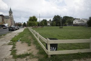 A once-vacant lot in Philadelphia that has been cleaned.