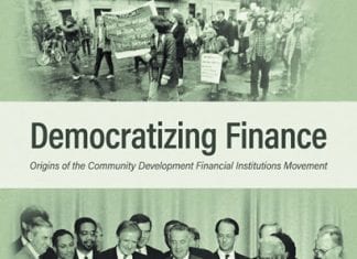 The cover of Democratizing Finance: Origins of the Community Development Financial Institution Movement by Clifford N. Rosenthal, Friesen Press