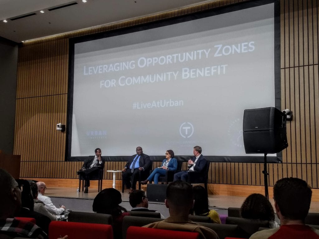 A panel discussion about Opportunity Zones, or O Zones, in Chicago.