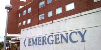 An emergency entrance of a hospital.
