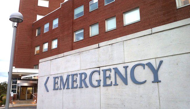 An emergency entrance of a hospital.