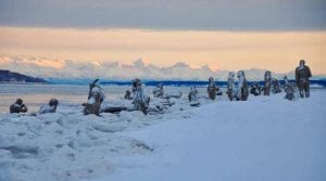 statues in snow