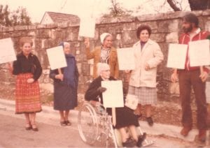 Guadalupe neighborhood residents protest urban renewal project, 1979.