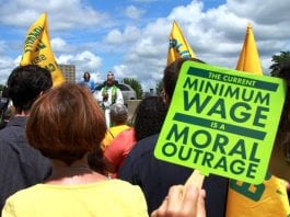 minimum wage protest sign