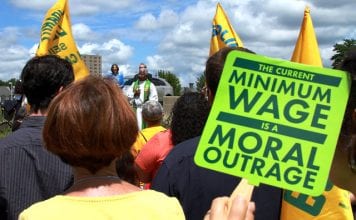 minimum wage protest sign
