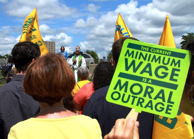 minimum wage protest sign