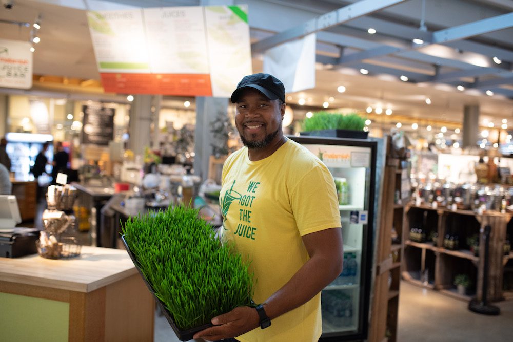 Food worker at the Malamiah Juice Bar in Grand Rapids, Michigan. Food equity