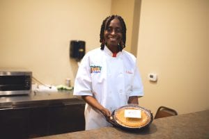 Velonda Thompson, with her Sweet Potato Delights. Food equity