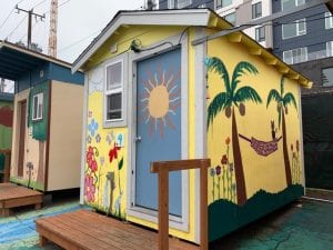 tiny house in Seattle painted in vibrant colors