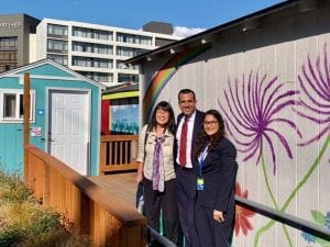 Tiny house village in Seattle, Wash., visited by San Jose mayor Sam Liccardo