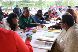 Neighbors of Fairmount Park attend a community meeting.