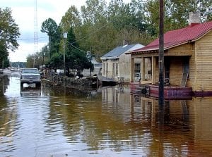 A flooded street in Princeville, North Carolina.