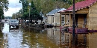 A flooded street in Princeville, North Carolina.