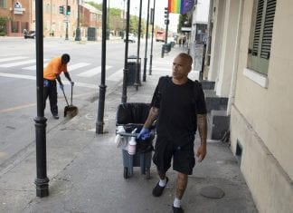 Sanitation worker Bobby Parker was illegally evicted from his home for paying his rent late. He's seen here, walking the streets of New Orleans.