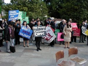 Various groups that work with Asian American constituents come together to fight discrimination and acts of violence.