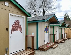 Tiny houses during the pandemic. A row of tiny houses at T.C. Spirit Village