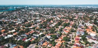 Aerial view of suburb