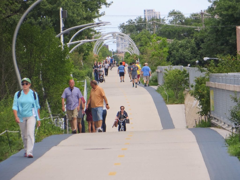 Image of Chicago's 606 trail, which many housing advocates say contributed to local gentrification