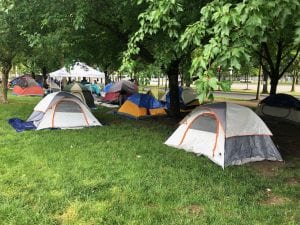 vacant housing. Image shows a homeless encampment in Philadelphia