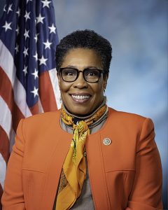 Image is official portrait of Rep. Marcia Fudge, Joe Biden's pick for HUD secretary