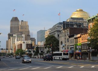 A city scene in Newark New Jersey.
