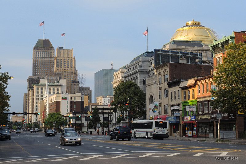 A city scene in Newark New Jersey.